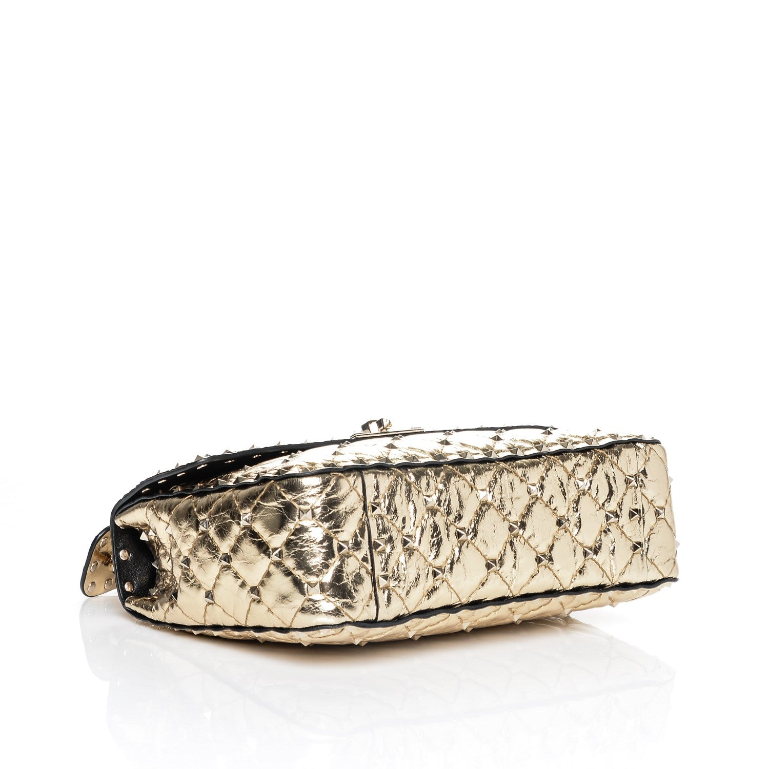 Valentino Garavani Metallic Wrinkled Lambskin Medium Rockstud Spike Shoulder Bag Mekong 4 of 6