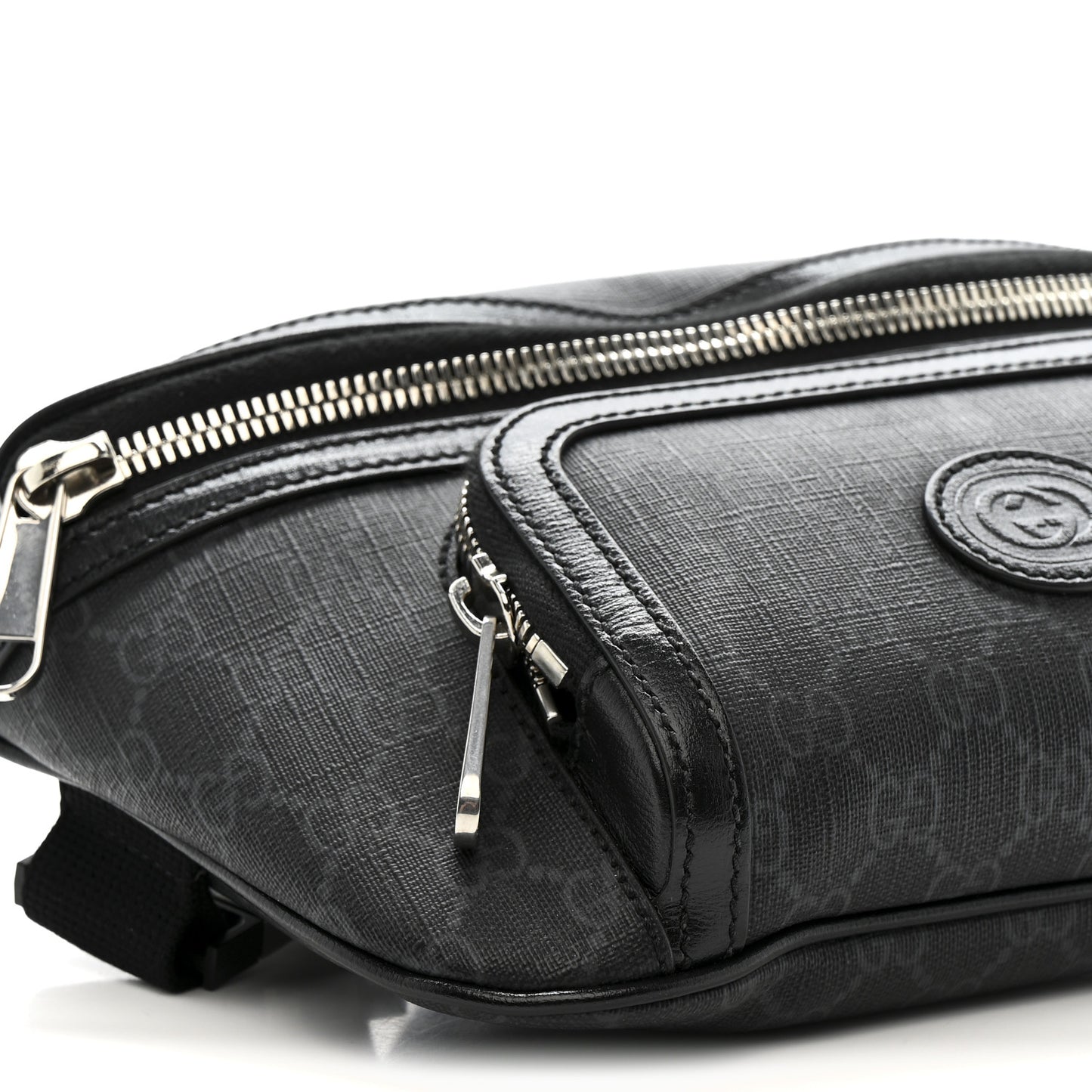 GG Supreme Monogram Textured Calfskin Retro Interlocking G Belt Bag Black