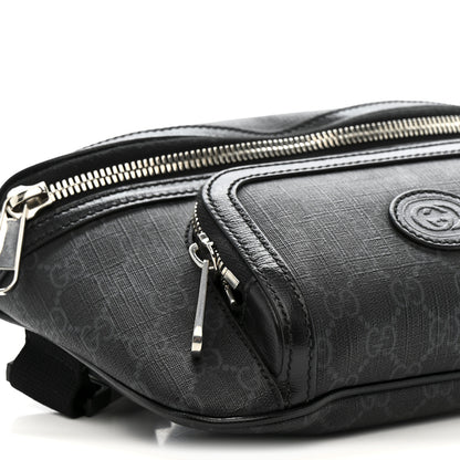 Gucci GG Supreme Monogram Textured Calfskin Retro Interlocking G Belt Bag Black 9 of 10