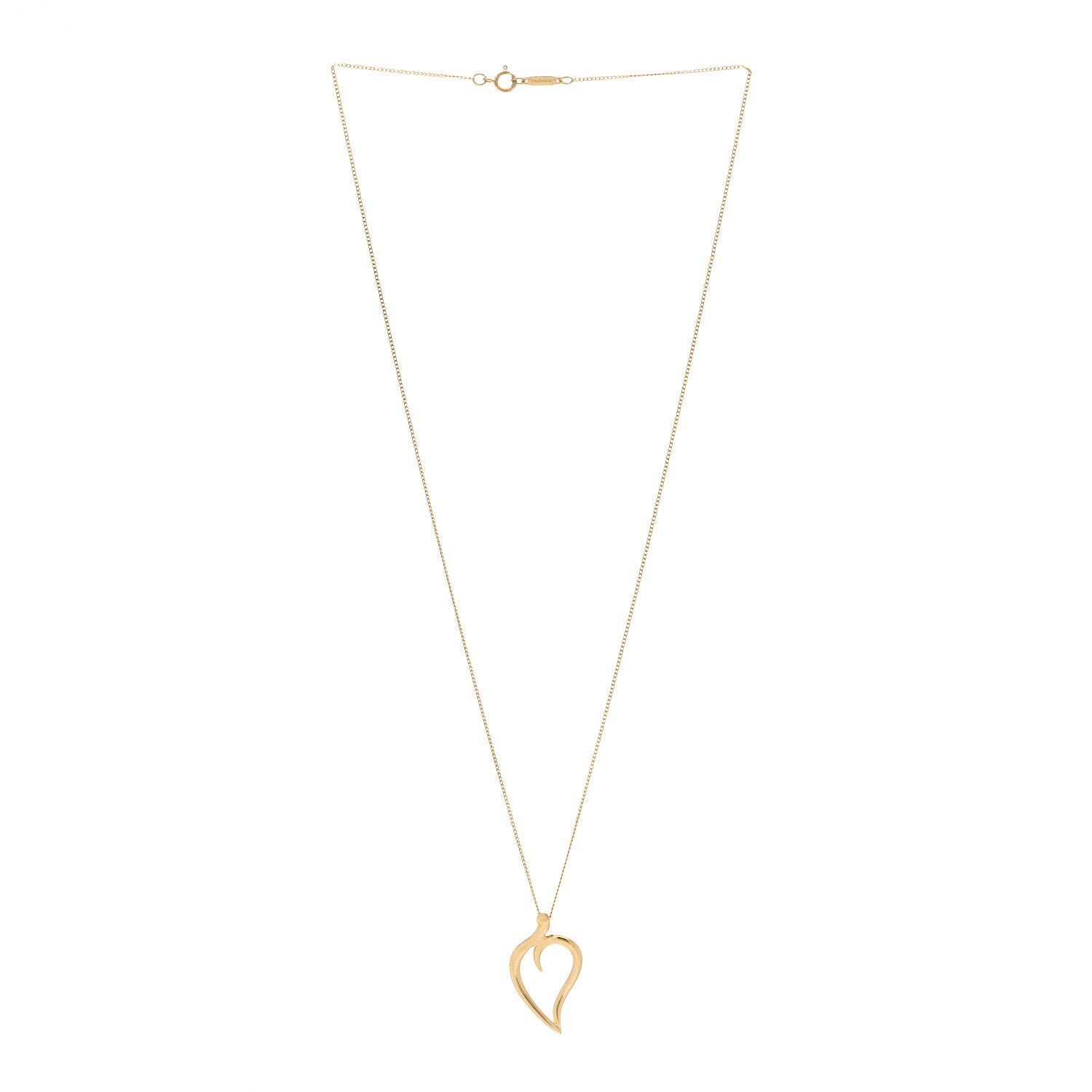 Tiffany 18K Yellow Gold Open Leaf Pendant Necklace 3 of 6