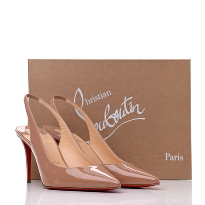 Christian Louboutin Patent Kate Sling 85 Pumps 38.5 Nude 23 of 23