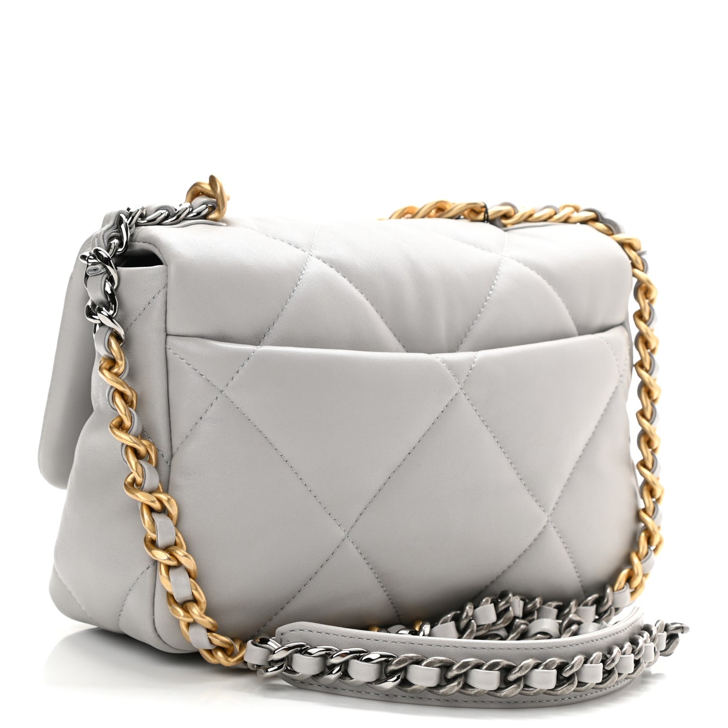 Lambskin Quilted Medium Chanel 19 Flap Grey