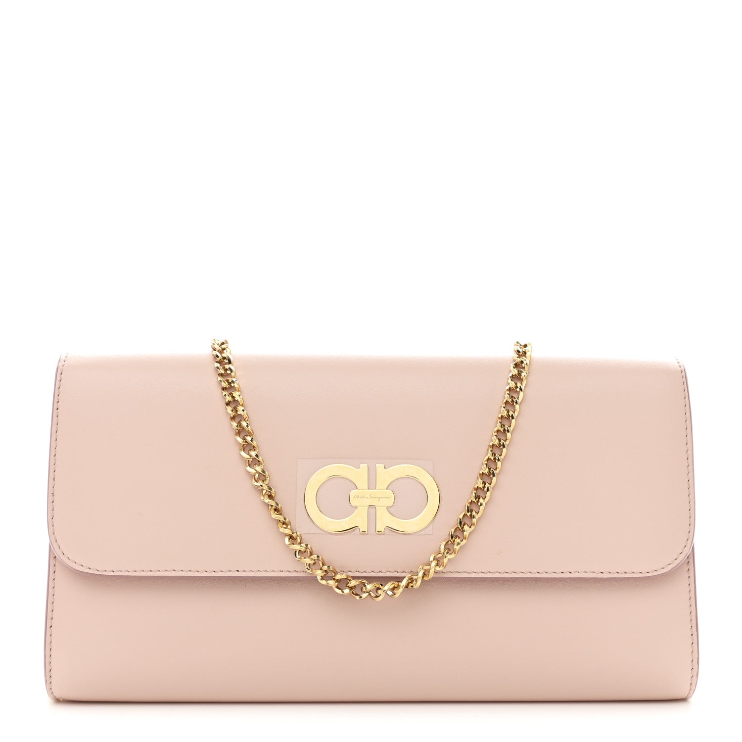 Salvatore Ferragamo Calfskin Gancini Liberty Chain Clutch Bonbon 1 of 11