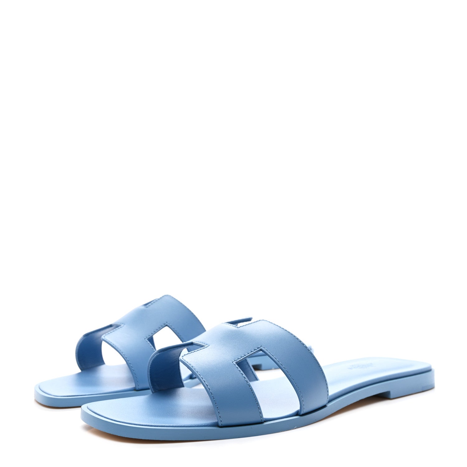 Hermes Box Calfskin Oran Sandals 41 Bleu Cameo 3 of 8