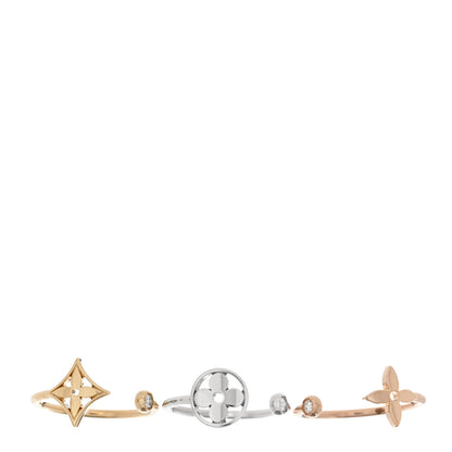 Louis Vuitton 18K Yellow Pink White Gold Diamond Idylle Blossom Ring Set of 3 49 5 1 of 3