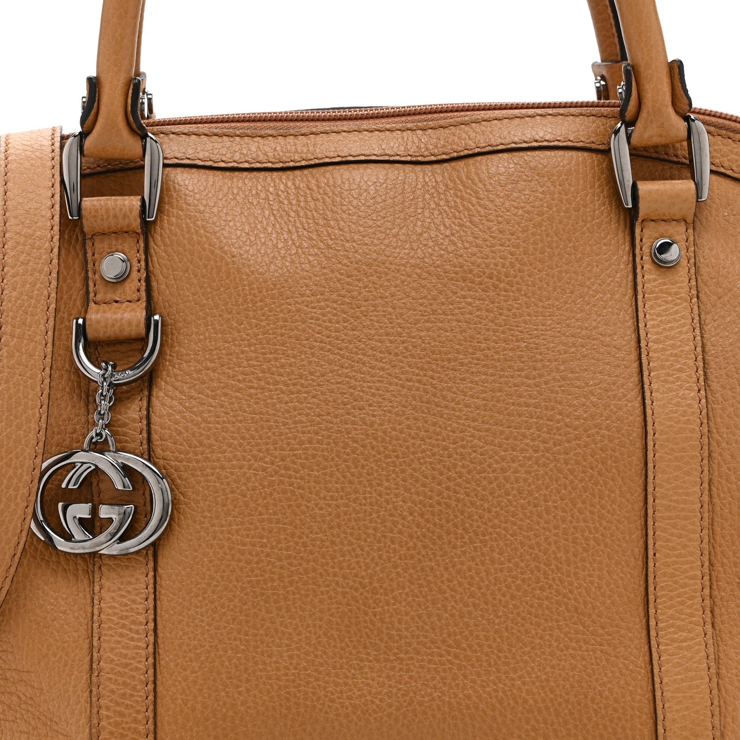 Gucci Pebbled Calfskin Medium GG Convertible Dome Satchel Beige 9 of 11