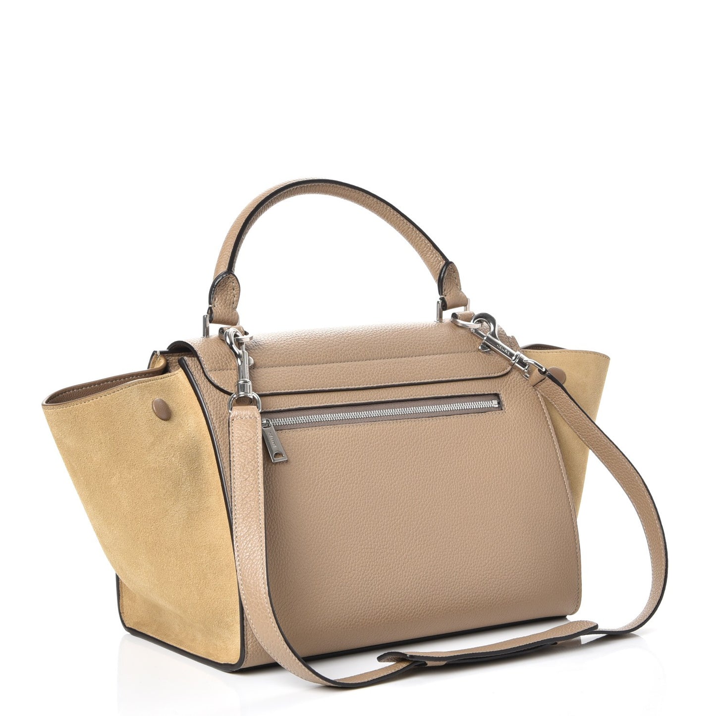 Drummed Calfskin Suede Small Trapeze Dune