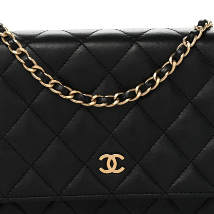 Chanel Lambskin Quilted Wallet On Chain WOC Black 9 of 13