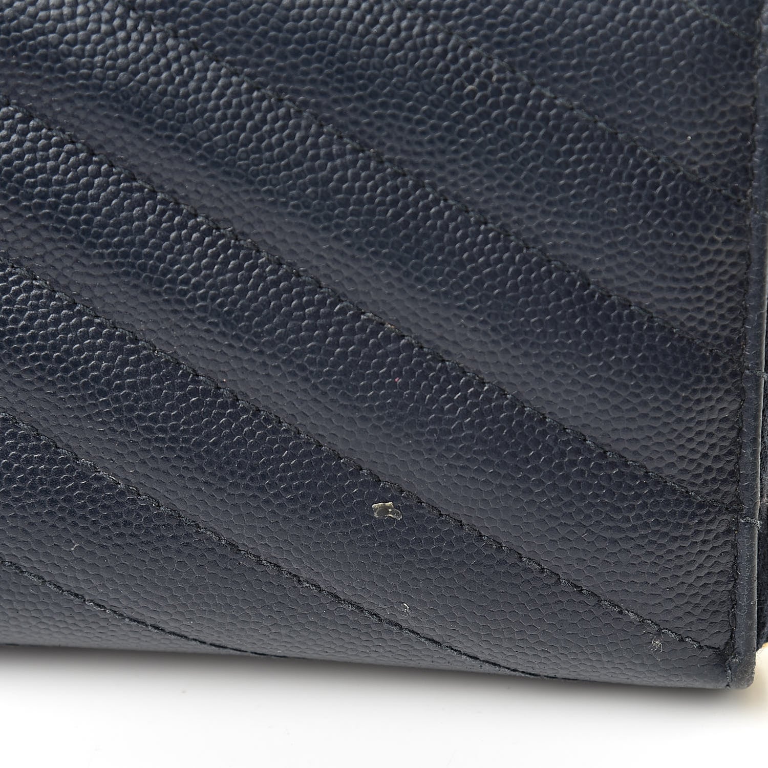 Saint Laurent Grain De Poudre Matelasse Chevron Monogram Zip Around Wallet Navy 14 of 16