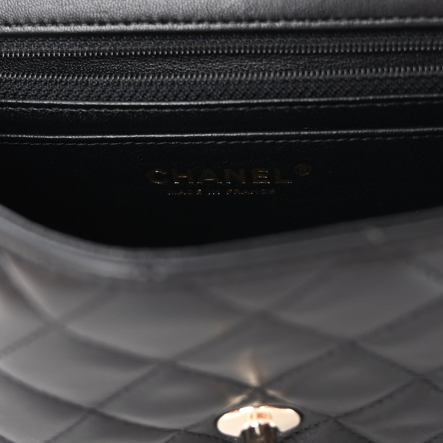 Lambskin Quilted Mini Coco Charms Rectangular Flap Black