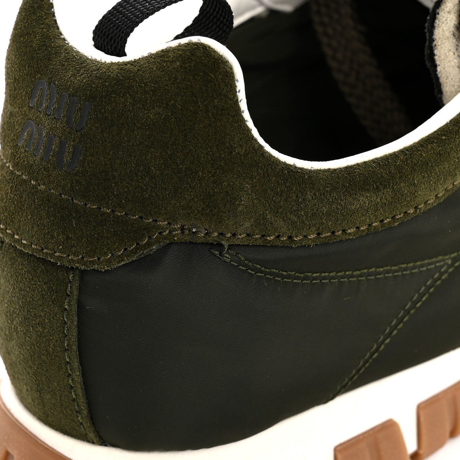 Miu Miu Nylon Scamosciato Suede Tyre Sneakers 38 Loden 10 of 11