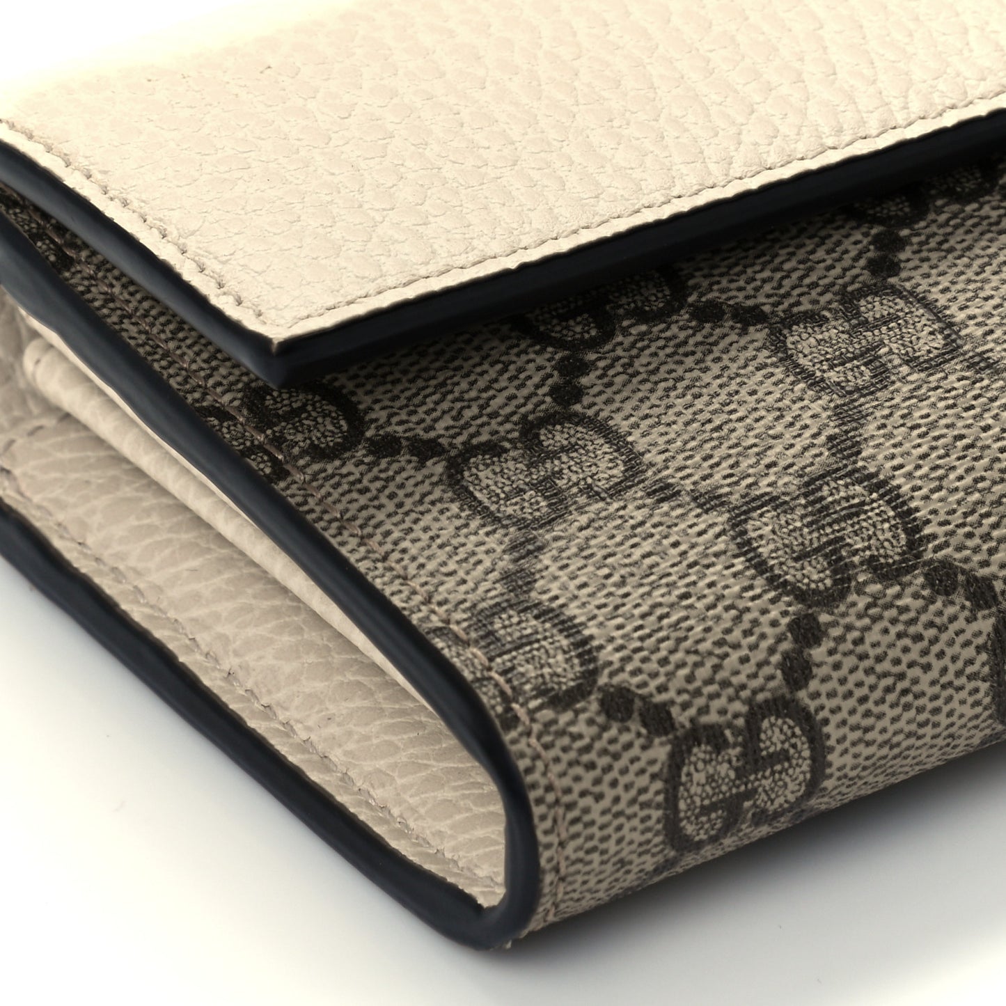 Dollar Calfskin GG Supreme Monogram GG Marmont Continental Wallet Mystic White Beige Ebony