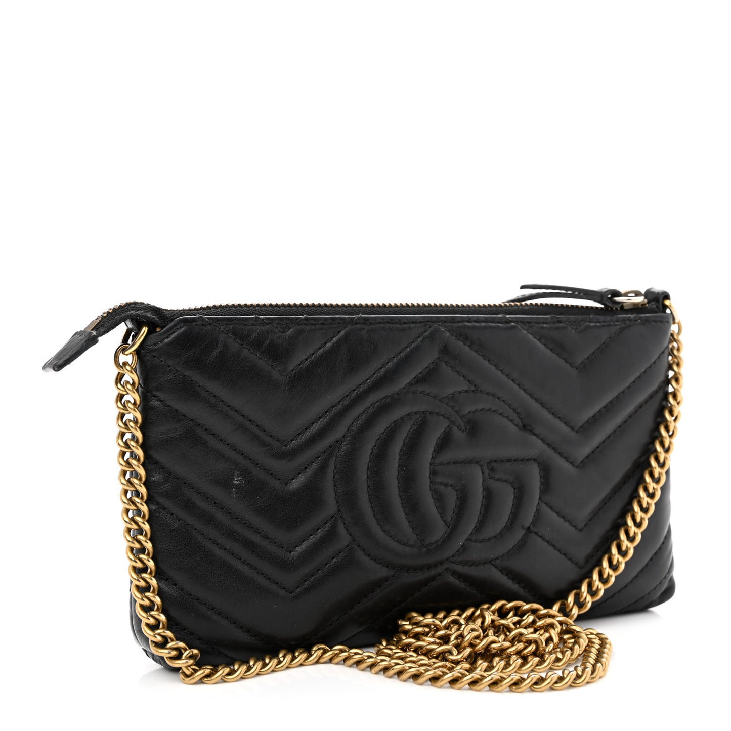 Calfskin Matelasse GG Marmont Wallet Chain Bag Black