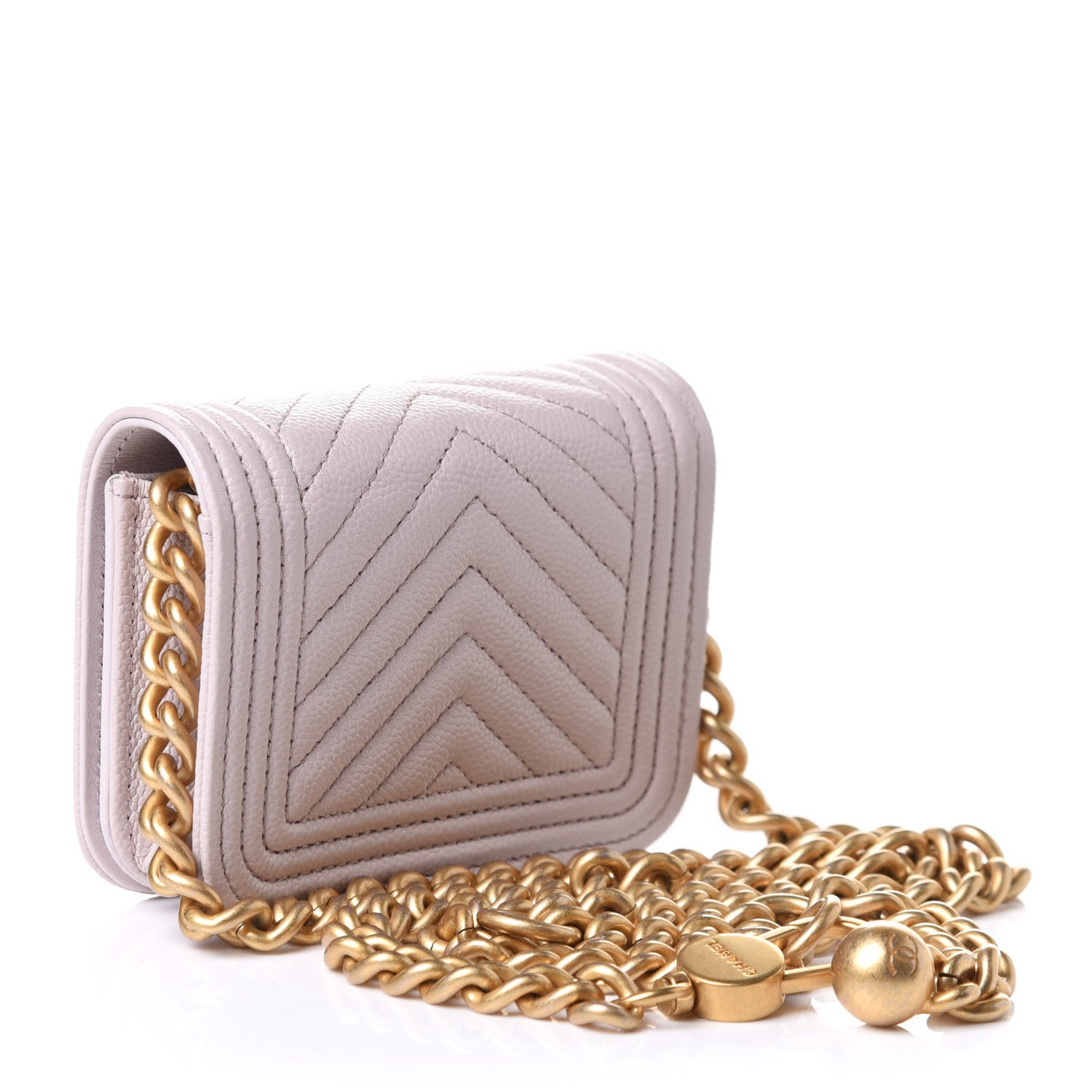 Chanel Caviar Chevron Boy Flap Waist Belt Bag Light Purple 2 of 11