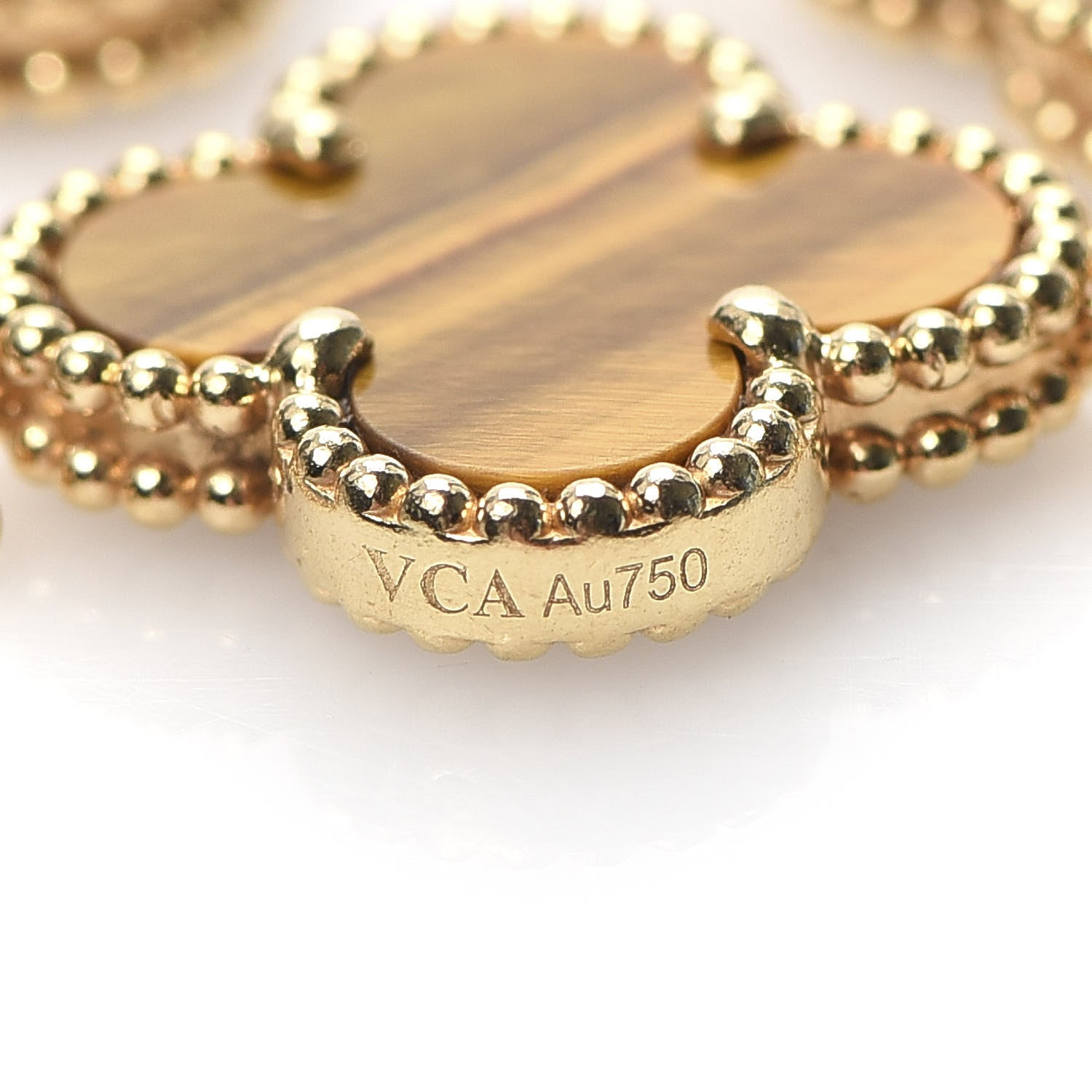 Van Cleef & Arpels 18K Yellow Gold Tiger Eye 5 Motifs Vintage Alhambra Bracelet 5 of 7