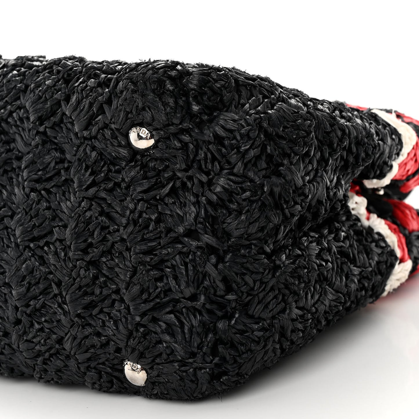Raffia Crochet Colorblock Medium Giardiniera Tote Black Fuoco