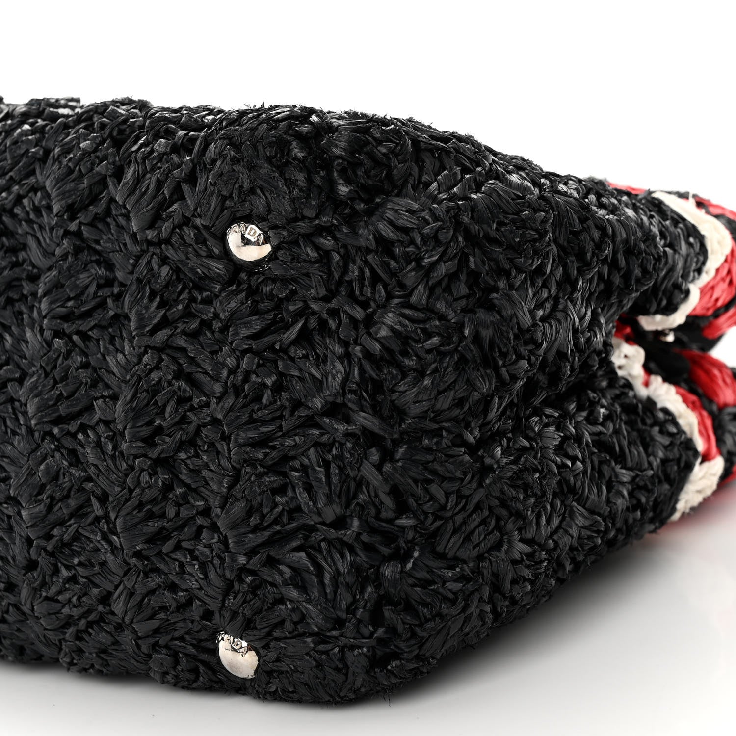 Prada Raffia Crochet Colorblock Medium Giardiniera Tote Black Fuoco 9 of 9