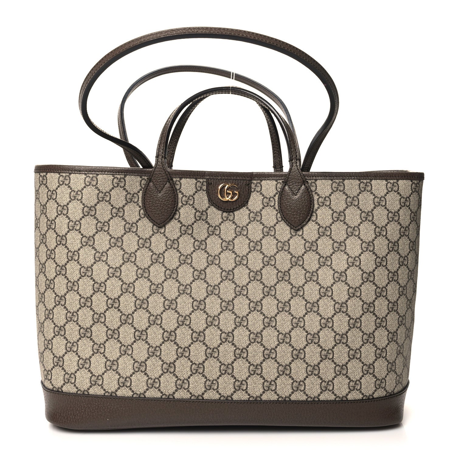 Gucci GG Supreme Monogram Textured Calfskin Medium Ophidia Shoulder Tote Bag Beige Ebony New Acero 1 of 12