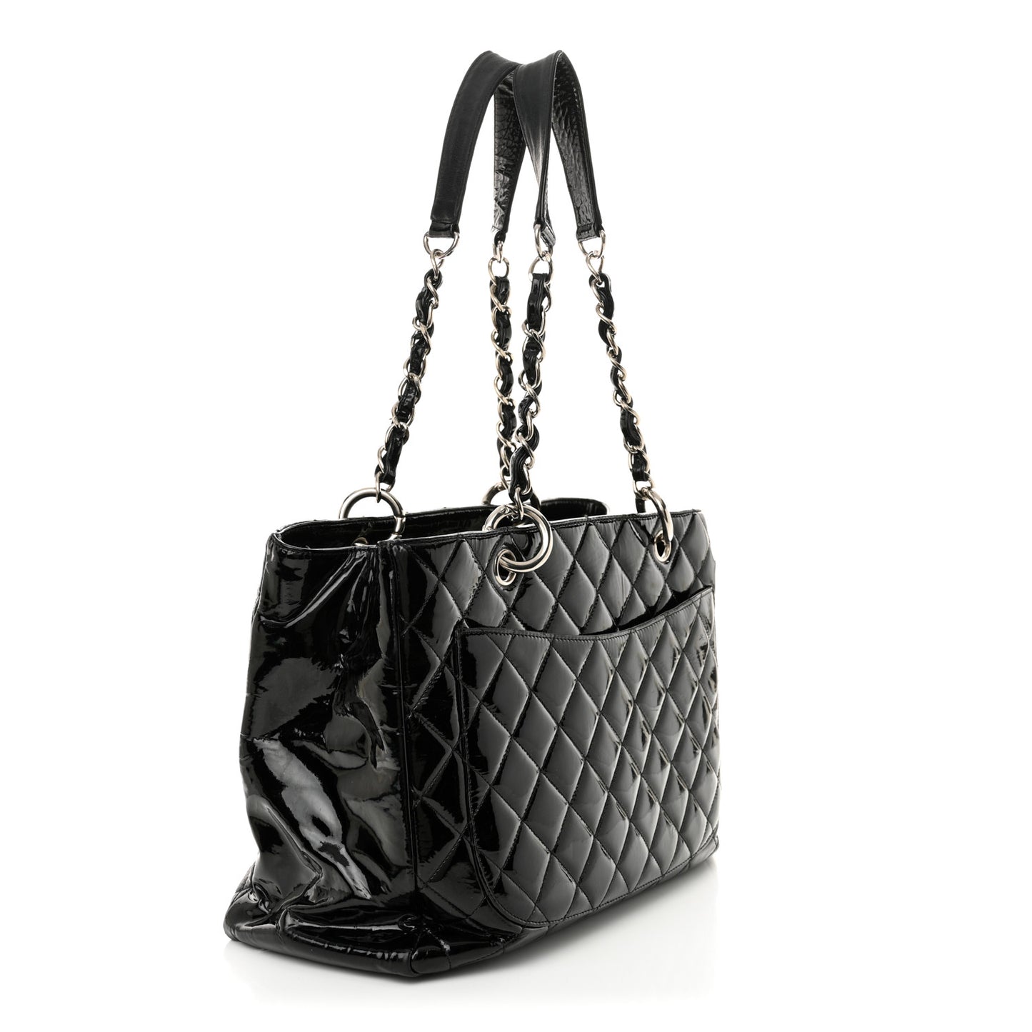 Patent Quilted Grand Shopping Tote GST Black