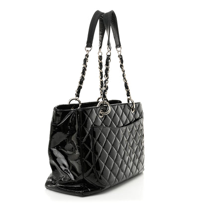 Chanel Patent Quilted Grand Shopping Tote GST Black 3 of 14