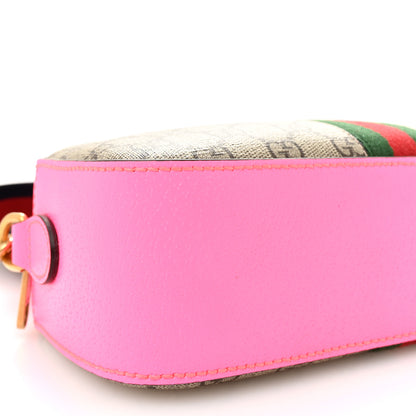 Gucci GG Supreme Monogram Textured Dollar Calfskin Web Ophidia Small Crossbody Bag Beige Ebony Fuchsia 10 of 10