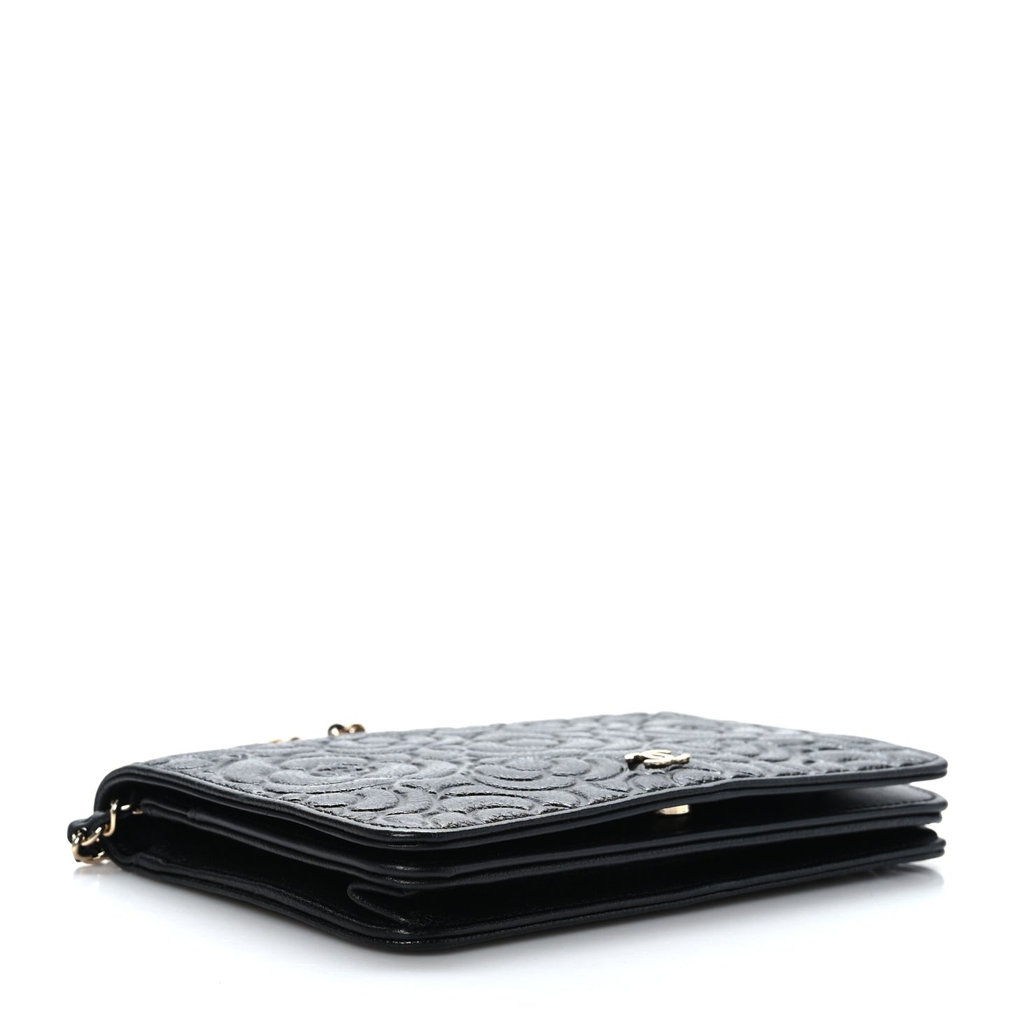 Caviar Camellia Embossed Wallet On Chain WOC Black
