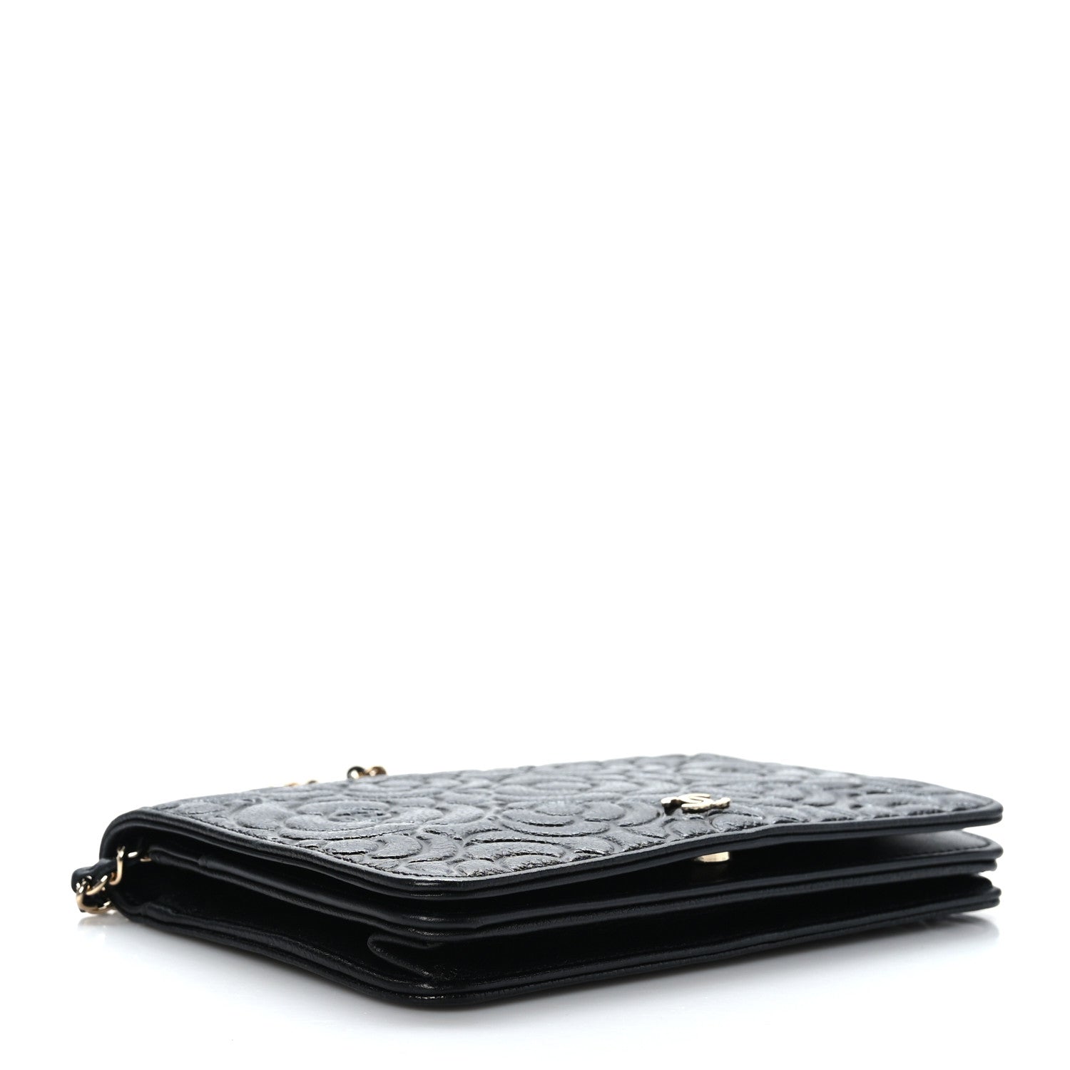 Chanel Caviar Camellia Embossed Wallet On Chain WOC Black 4 of 11