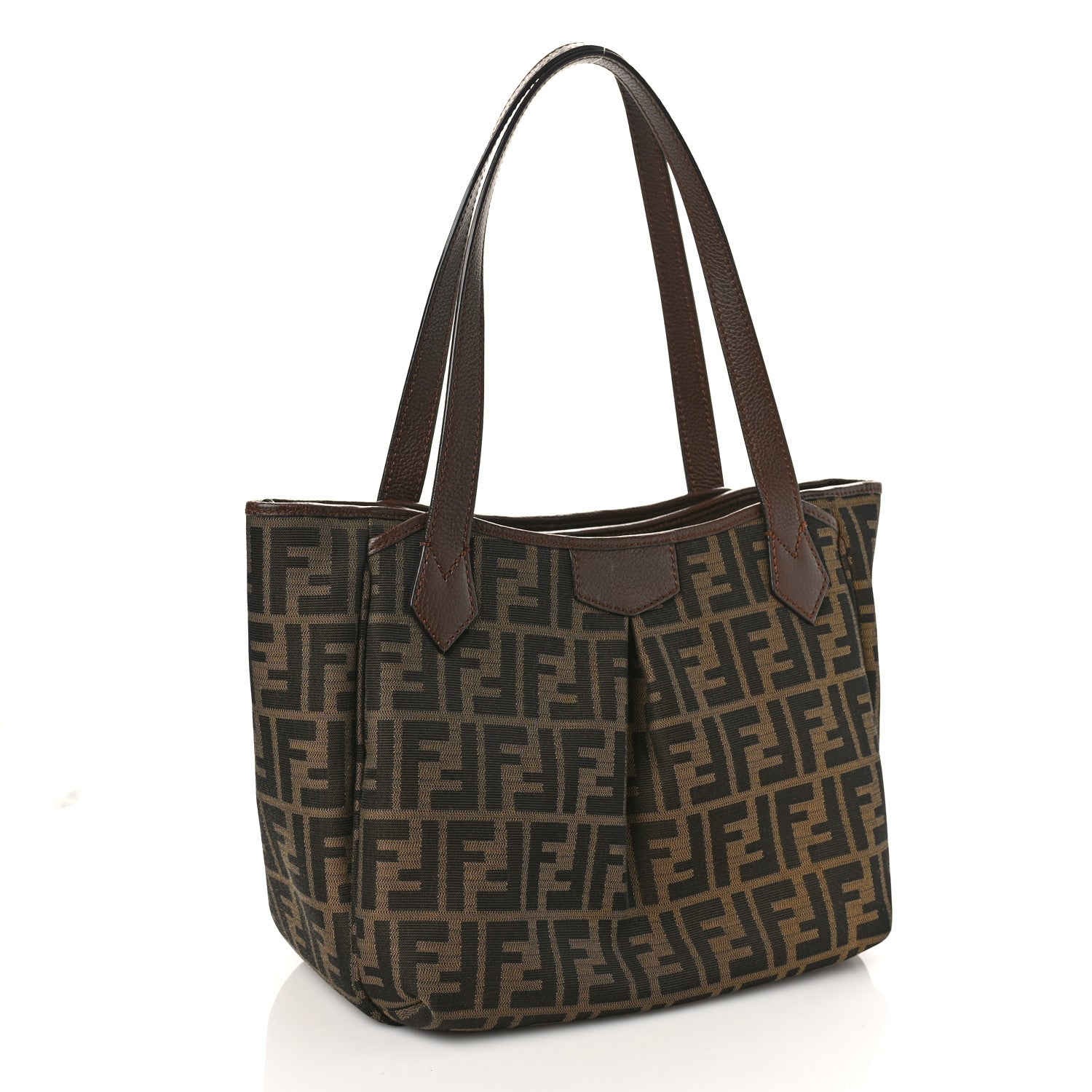 Fendi Zucca Vitello Artic Medium Shopping Tote Tobacco Castagna 2 of 8