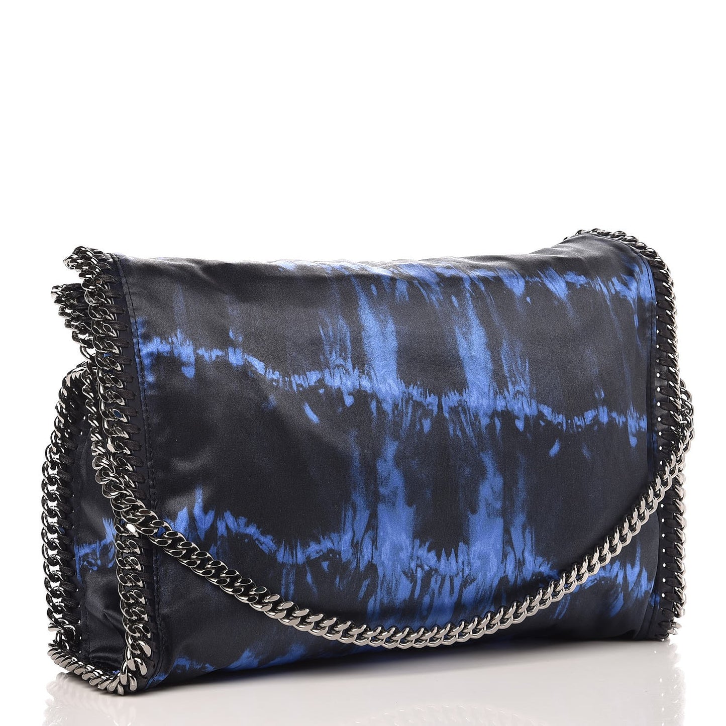 Tie Dyed Satin Small Falabella Fold Over Tote Cerulean