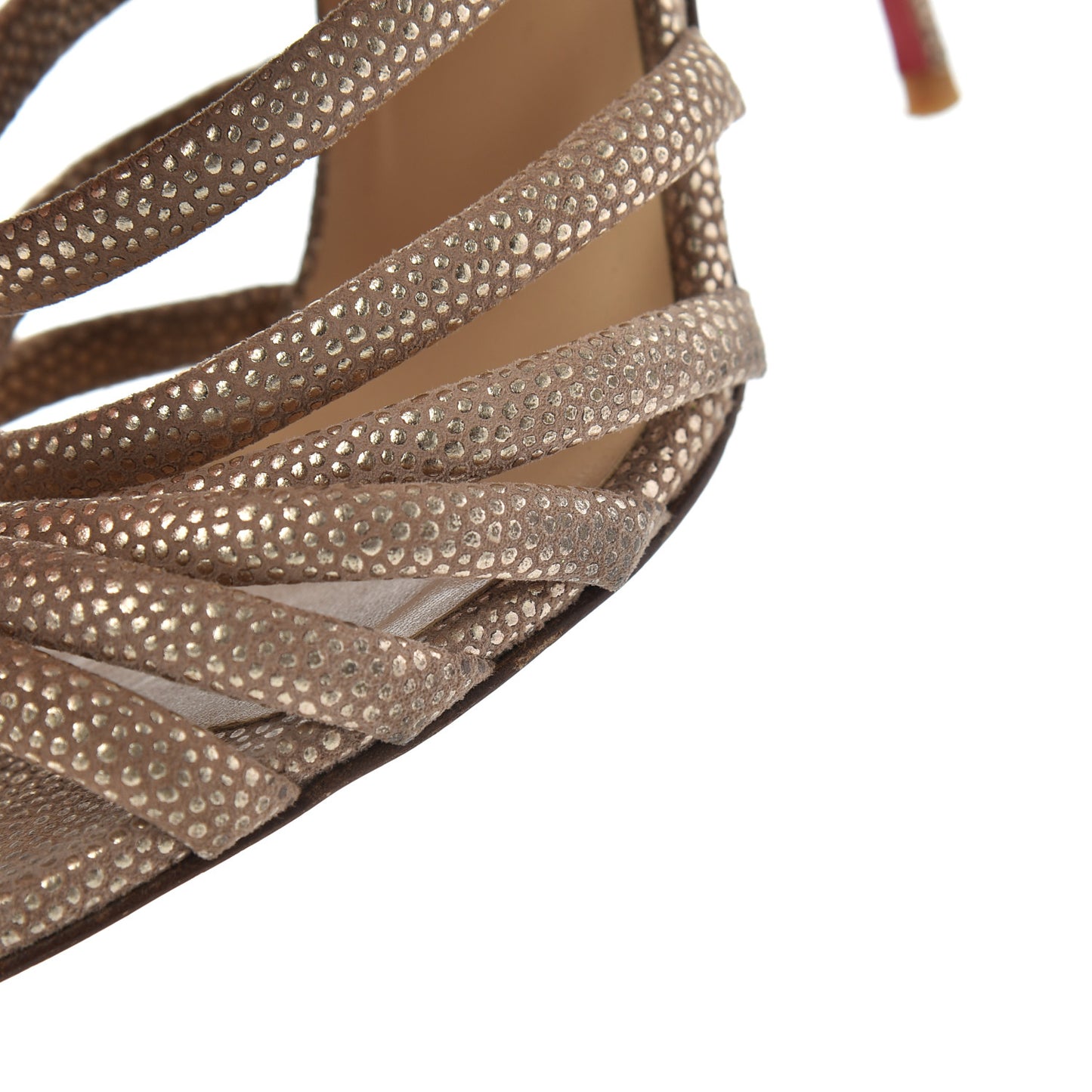 Metallic Suede Strappy Sandals 39.5 Gold