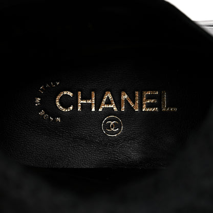 Chanel Calfskin Knit CC Short Boots 38 Black 8 of 10
