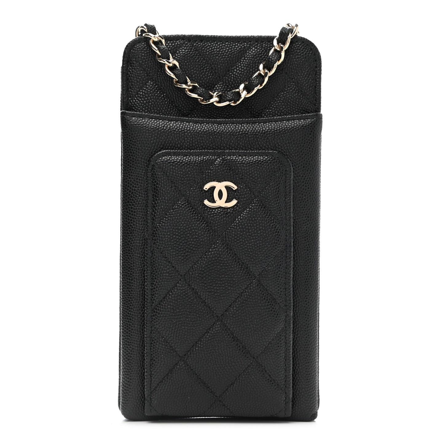 Caviar Quilted CC Phone Holder Black
