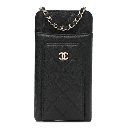 Chanel Caviar Quilted CC Phone Holder Black 1 of 12
