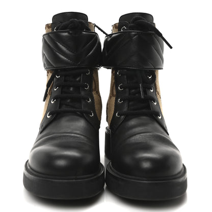 Gucci Flores Calfskin Monogram Maxi GG Nappa Matelasse Double G 40mm Ankle Boots 39 Black Camel Ebony 3 of 8