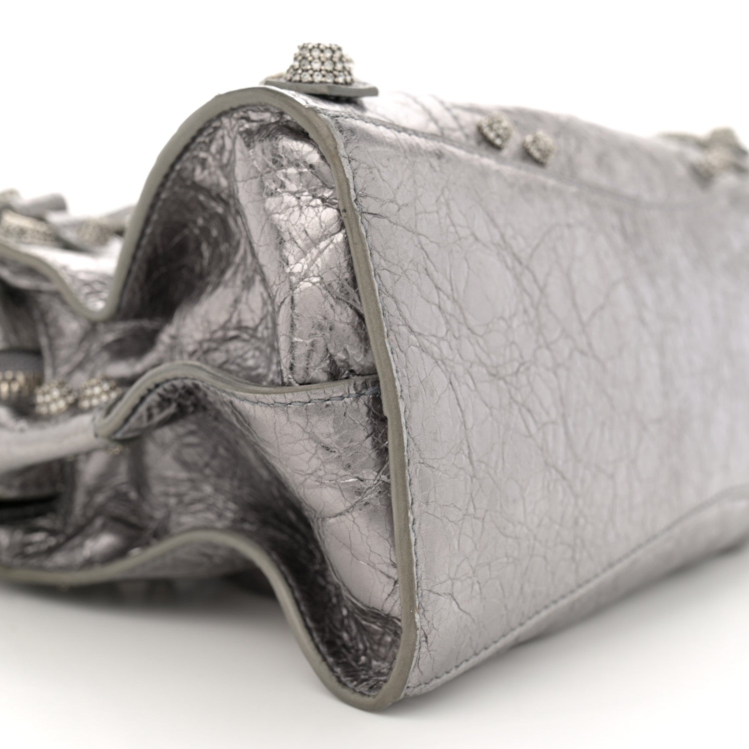 Balenciaga Agneau Arena Crystal Neo Cagole Handbag XS Silver 10 of 12