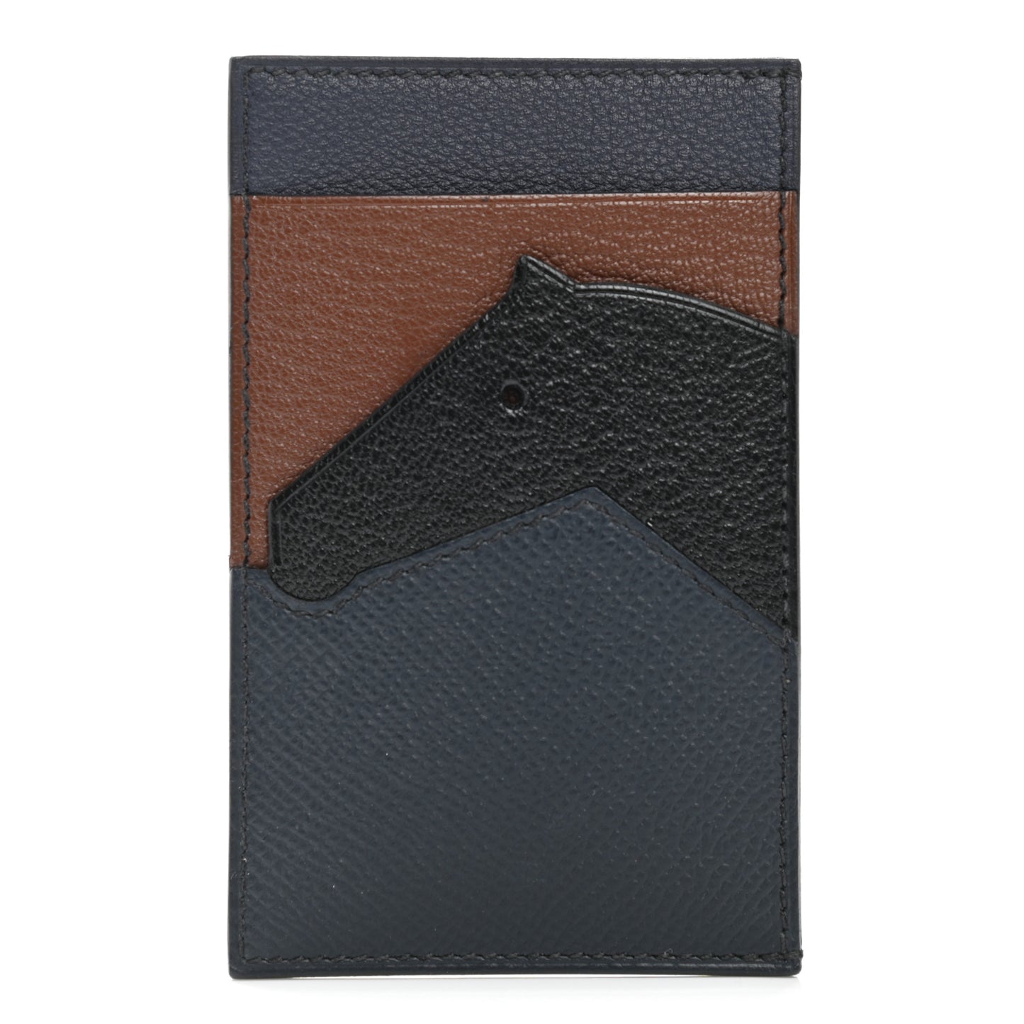 Epsom Evercolor Chevre Mysore Les Petits Chevaux Card Holder Bleu Indigo Bleu Nuit Gold Black