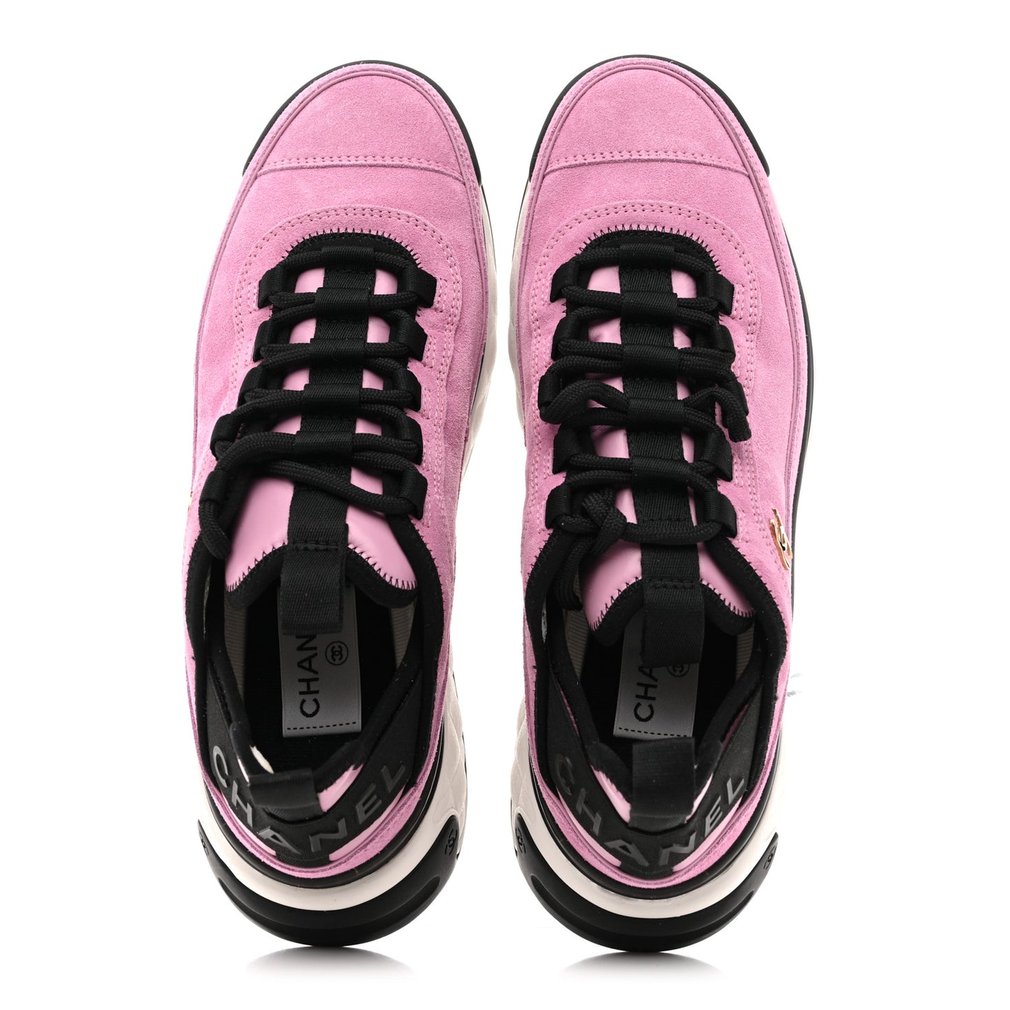 Suede Calfskin Nylon Grosgrain CC Sneakers 39 Dark Pink