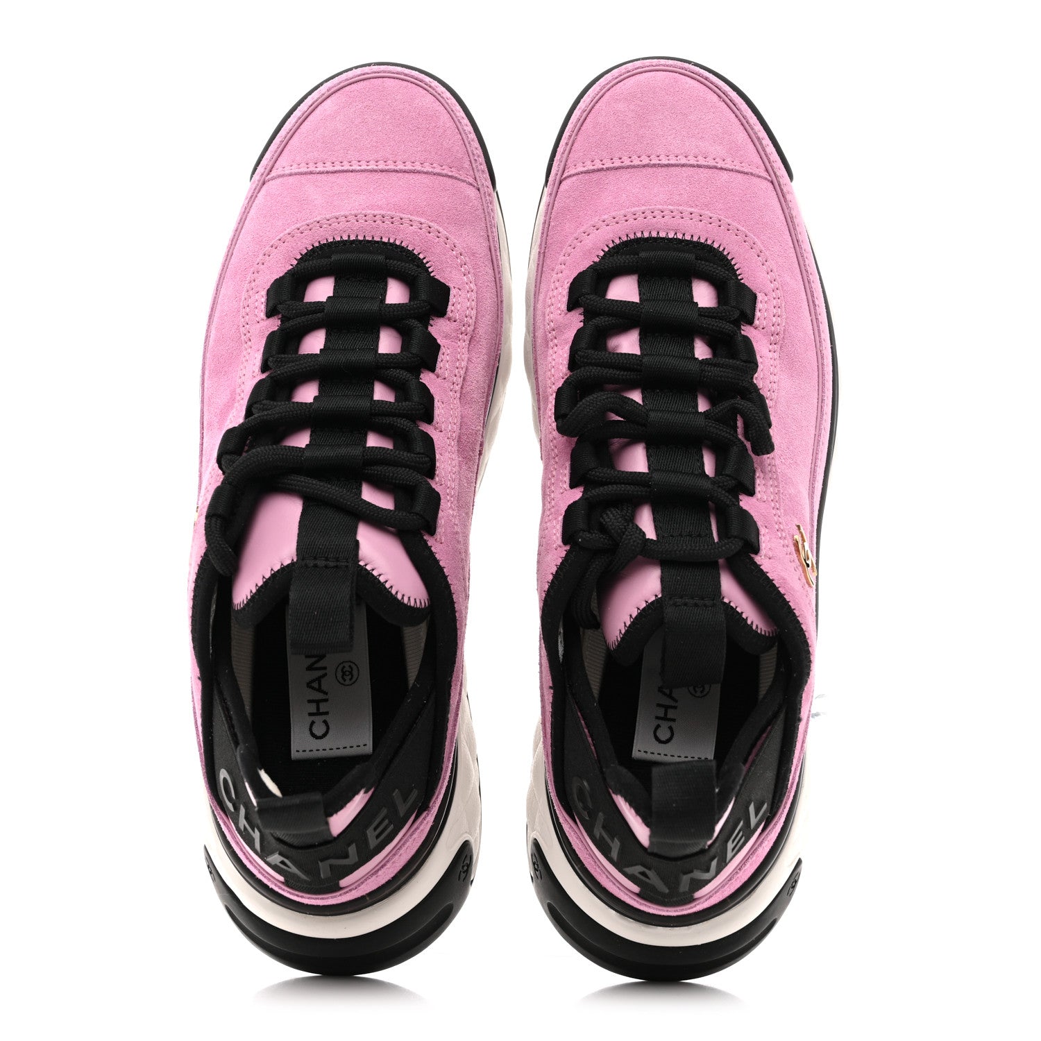Chanel Suede Calfskin Nylon Grosgrain CC Sneakers 39 Dark Pink 2 of 10