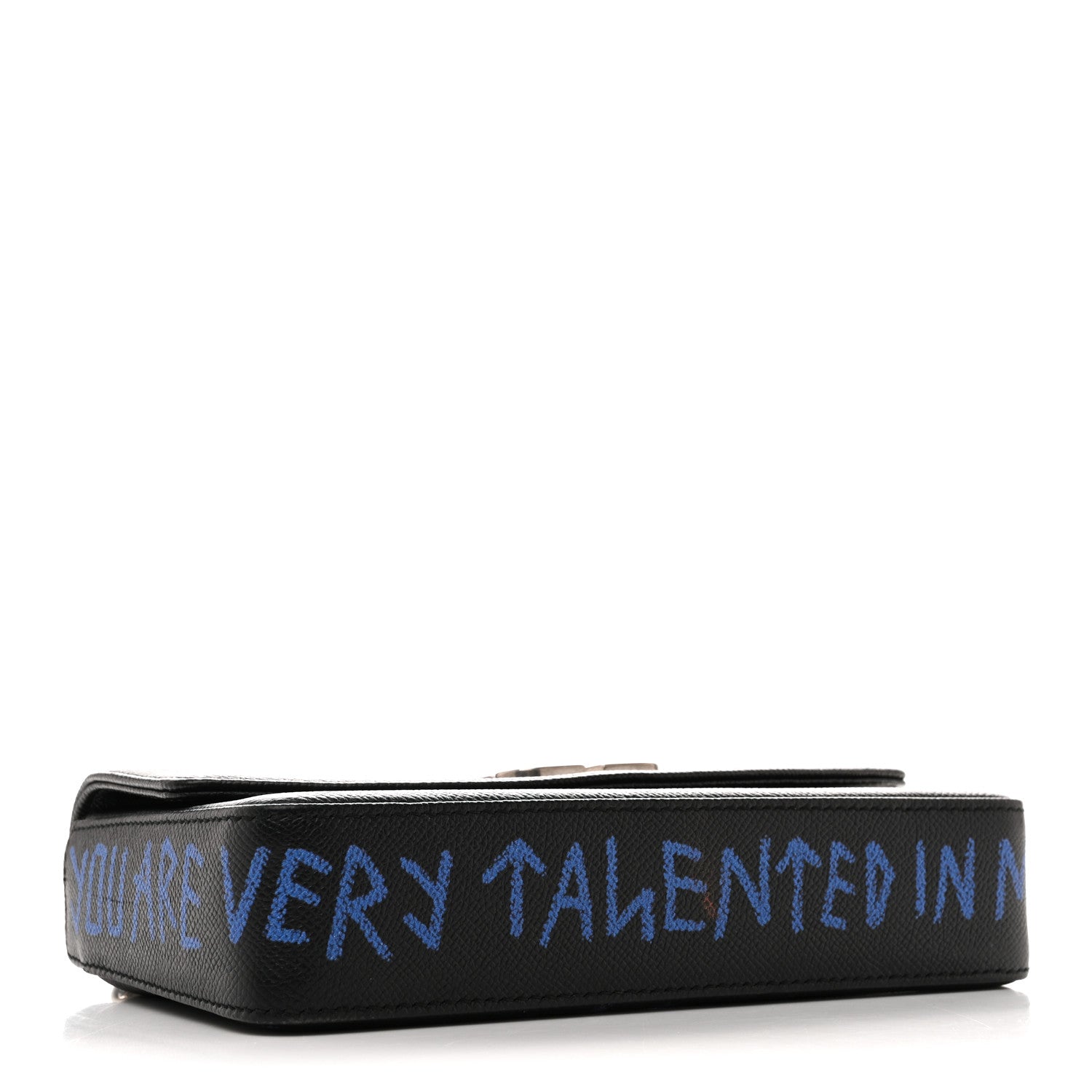 Balenciaga Grained Calfskin Graffiti BB Chain Wallet Black Bleu Violet 4 of 13