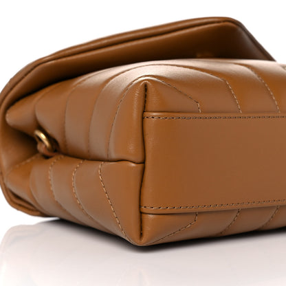 Saint Laurent Calfskin Y Quilted Monogram Toy Loulou Crossbody Bag Dark Natural 8 of 9