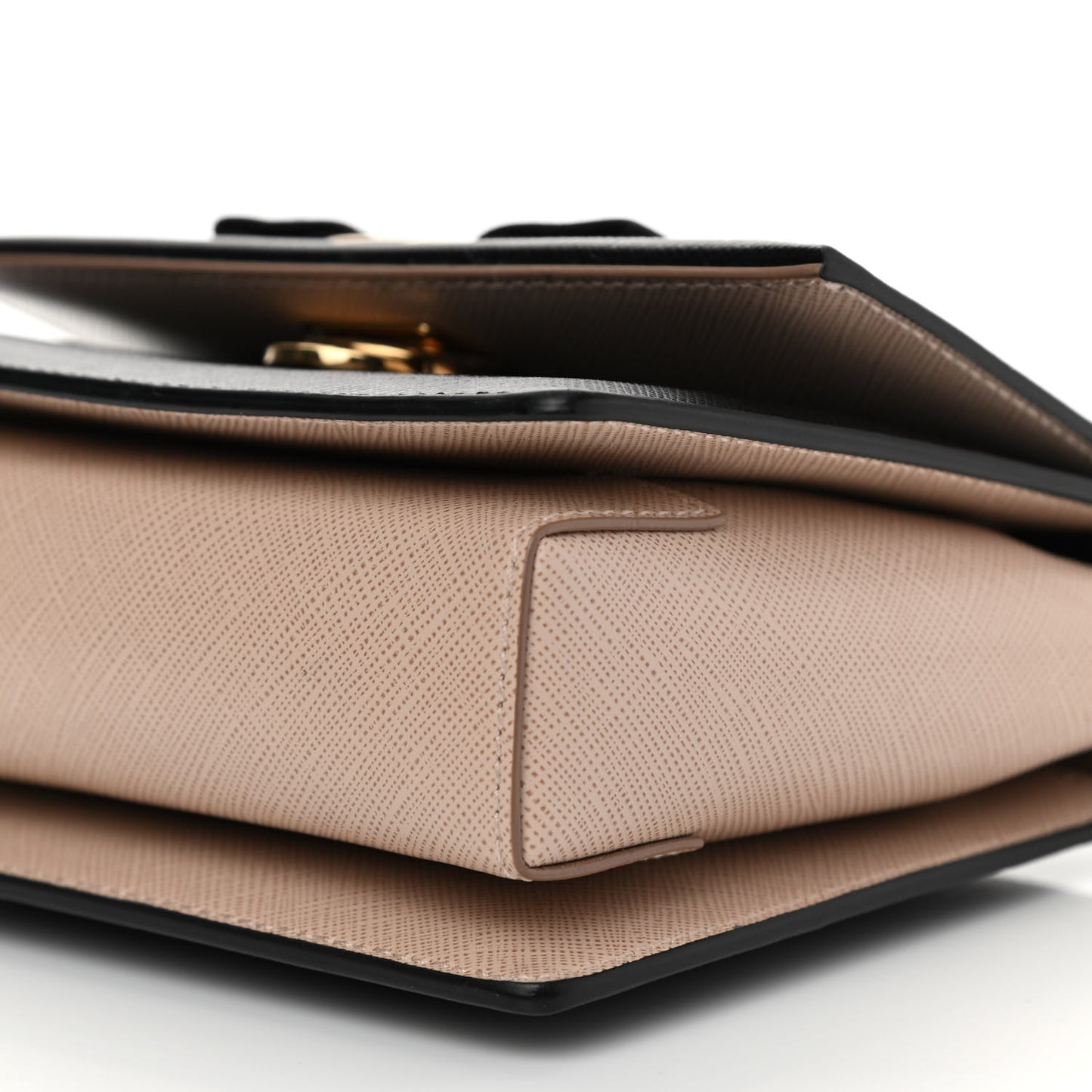 Printed Calfskin Ginny Crossbody Bag Black Beige