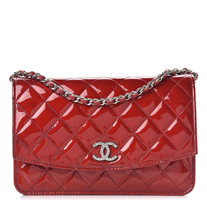 Chanel Patent Quilted Brilliant Wallet On Chain WOC Red 1 of 20