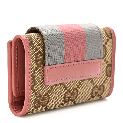 Gucci GG Supreme Monogram Wev 6 Key Holder Case Beige Pink 3 of 9