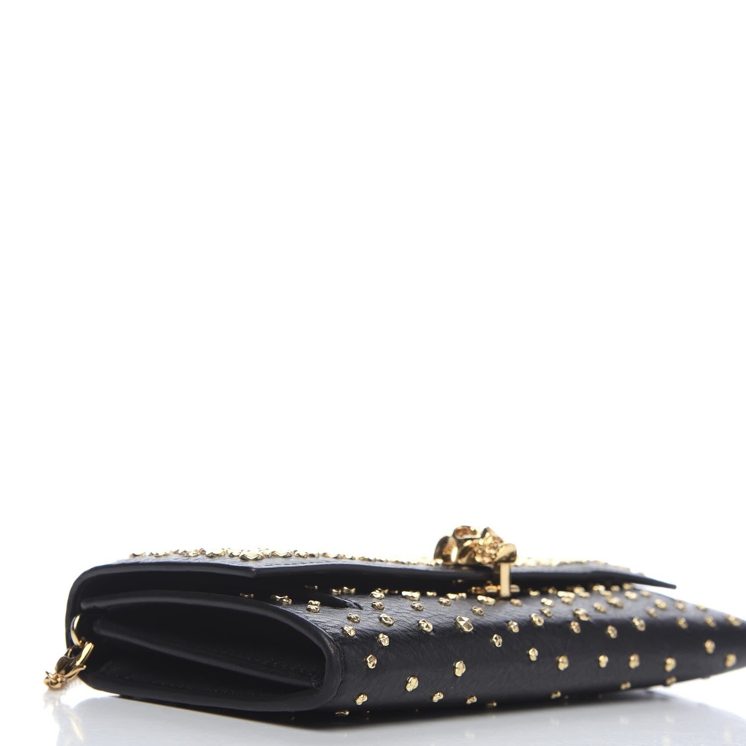 Alexander McQueen Calfskin Studded Skull Wallet on Chain Black 4 of 11