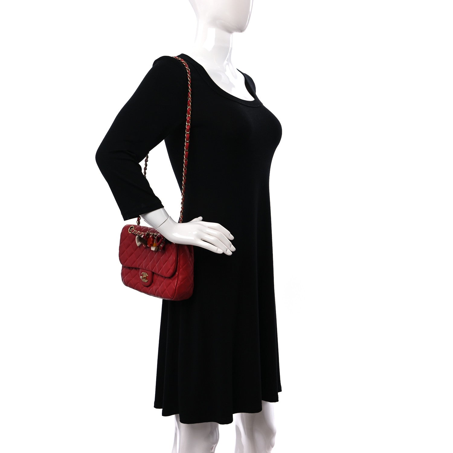 Chanel Lambskin Quilted Medium Cruise Charm Single Flap Red 2 of 8