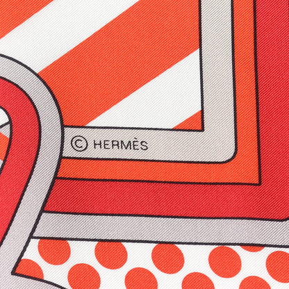 Hermes Silk Pegase Pop Shawl 140 Rouge Gris Bordeaux 3 of 4