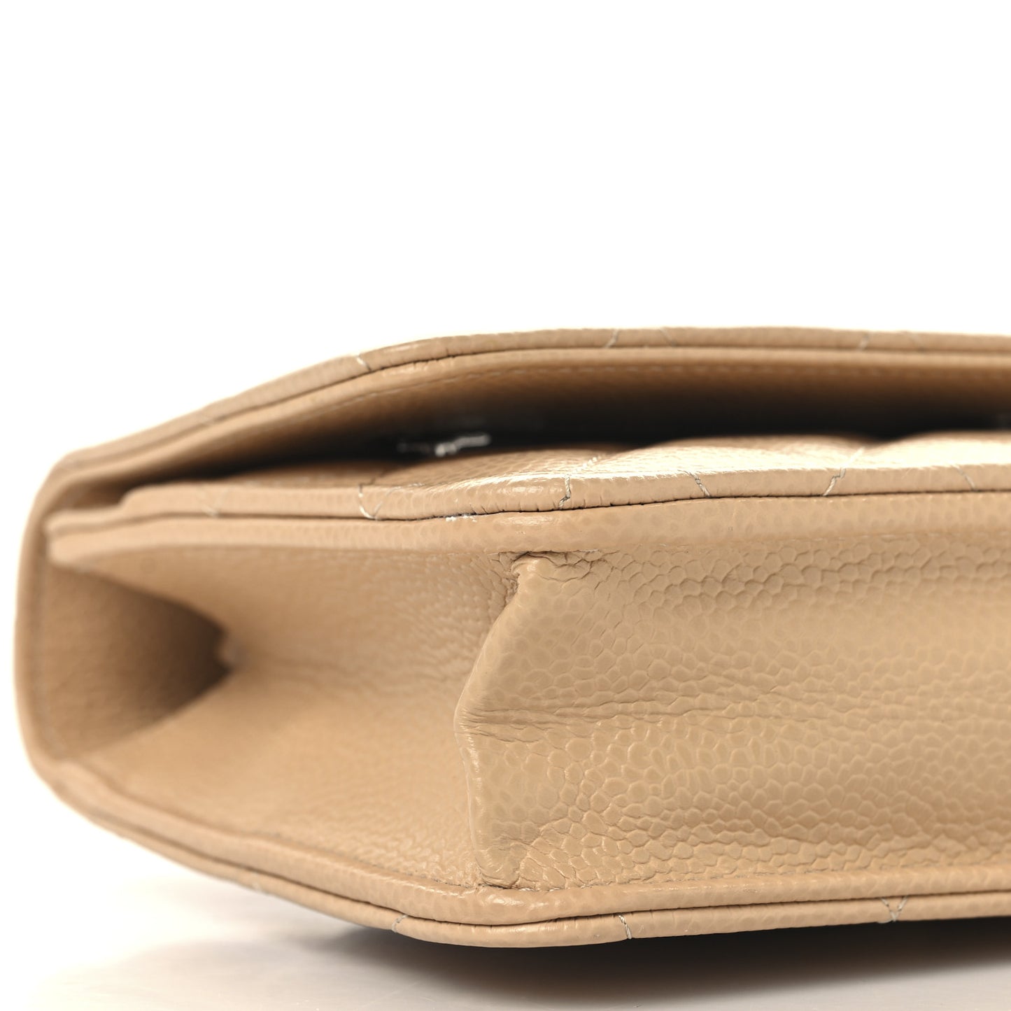 Caviar Quilted Wallet On Chain WOC Beige