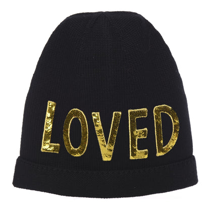 Gucci Wool Sequin Loved Beanie Hat M Black 1 of 6