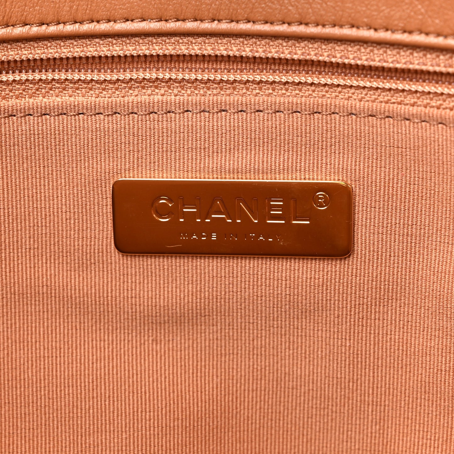 Lambskin Quilted Chanel 19 East West Shopping Bag Brown