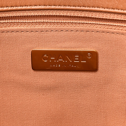 Chanel Lambskin Quilted Chanel 19 East West Shopping Bag Brown 6 of 12